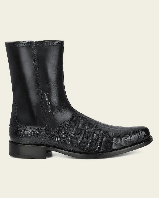 Dress boot black exotic leather