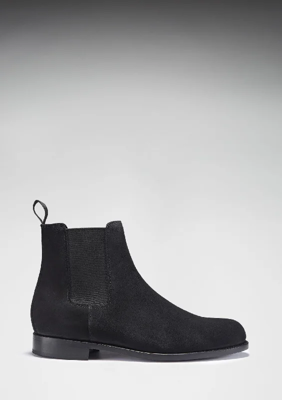 Black Suede Chelsea Boots, Welted Leather Sole