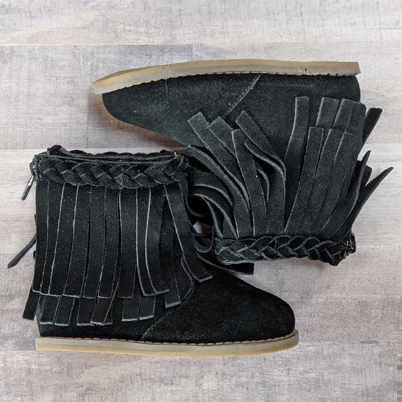 Braided Fringe Boots Ebony