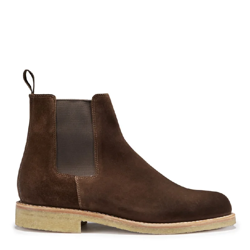 Brown Suede Chelsea Boots, Crepe Rubber Welted Sole