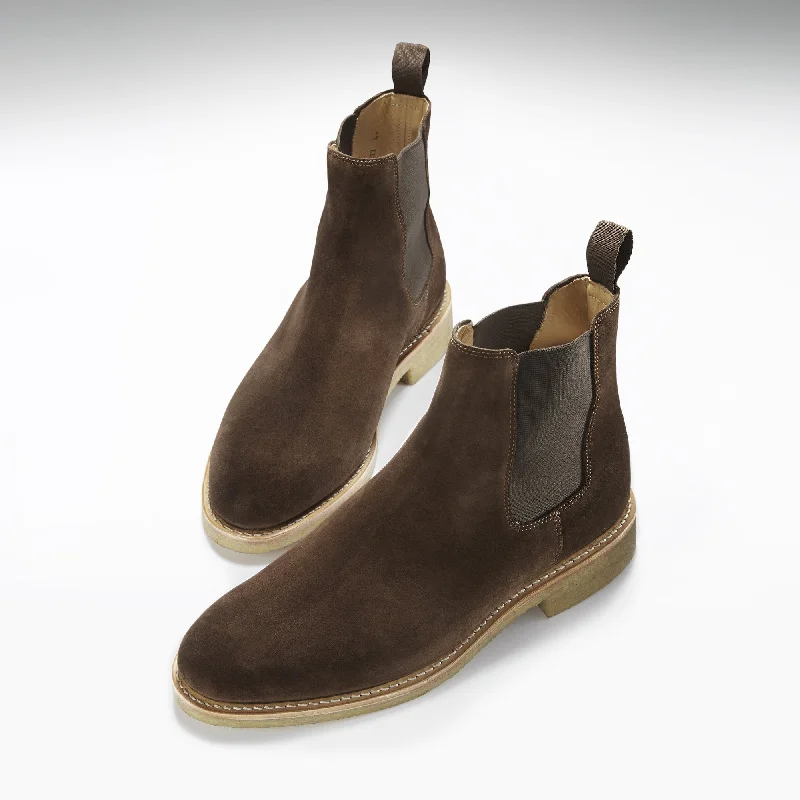 Brown Suede Chelsea Boots, Crepe Rubber Welted Sole