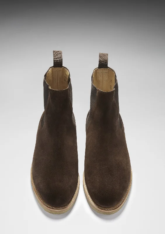 Brown Suede Chelsea Boots, Crepe Rubber Welted Sole