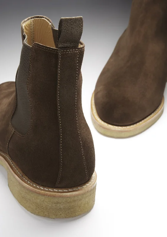 Brown Suede Chelsea Boots, Crepe Rubber Welted Sole