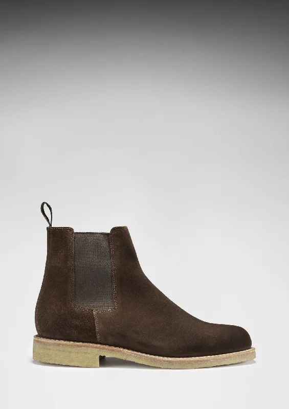 Brown Suede Chelsea Boots, Crepe Rubber Welted Sole