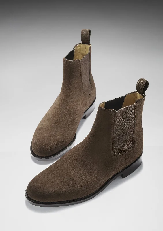 Brown Suede Chelsea Boots, Welted Leather Sole