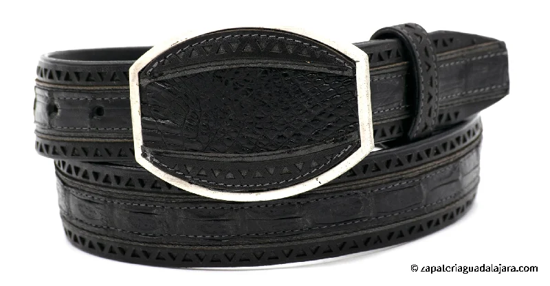 2C24U8205 CAIMAN BELLY LASER BELT BLACK