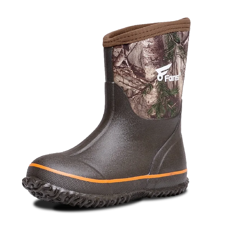 Camo Waterproof Insulated Rubber Boots for Kids