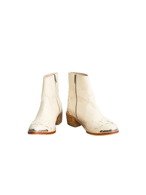 CANGGU Western Leather Boots - Cream