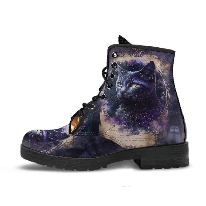 Celestial Cats Vegan Leather Combat Boots