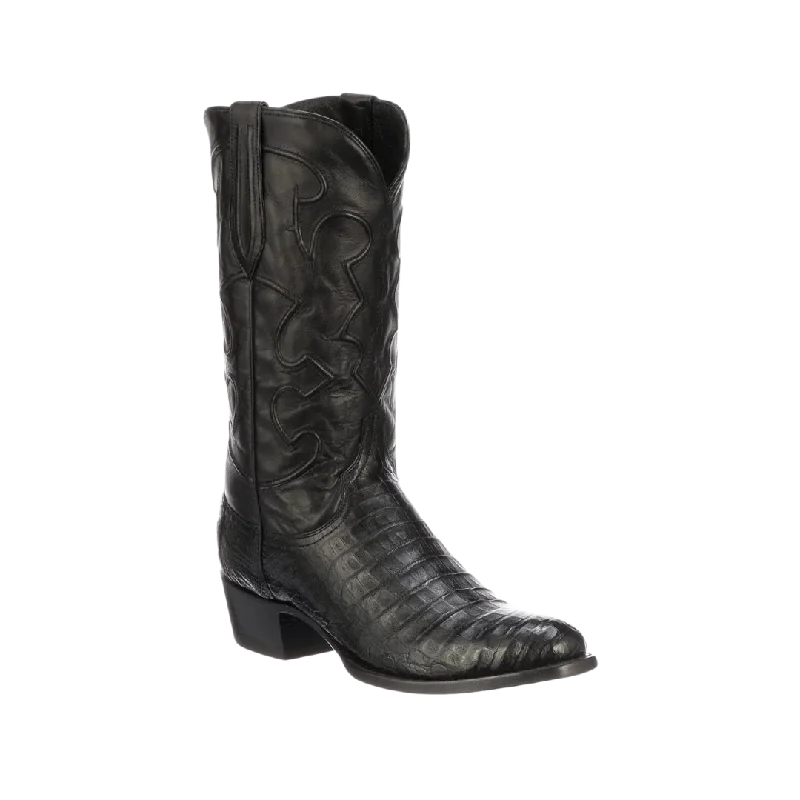 Lucchese Boot Men's  Black Crocodile Belly Round Toe Boot