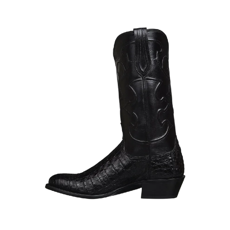 Lucchese Boot Men's  Black Crocodile Belly Round Toe Boot