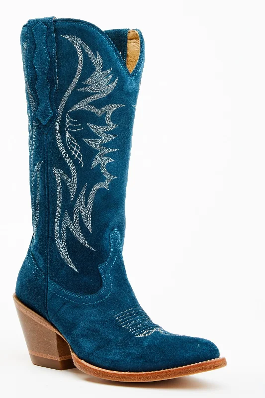 Charmed Life Teal Suede Western Boots - Round Toe