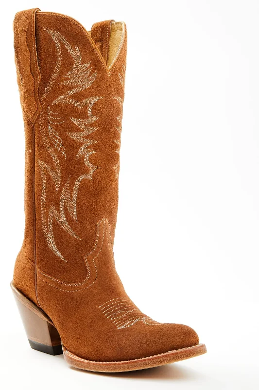 Charmed Life Cognac Suede Western Boots - Round Toe