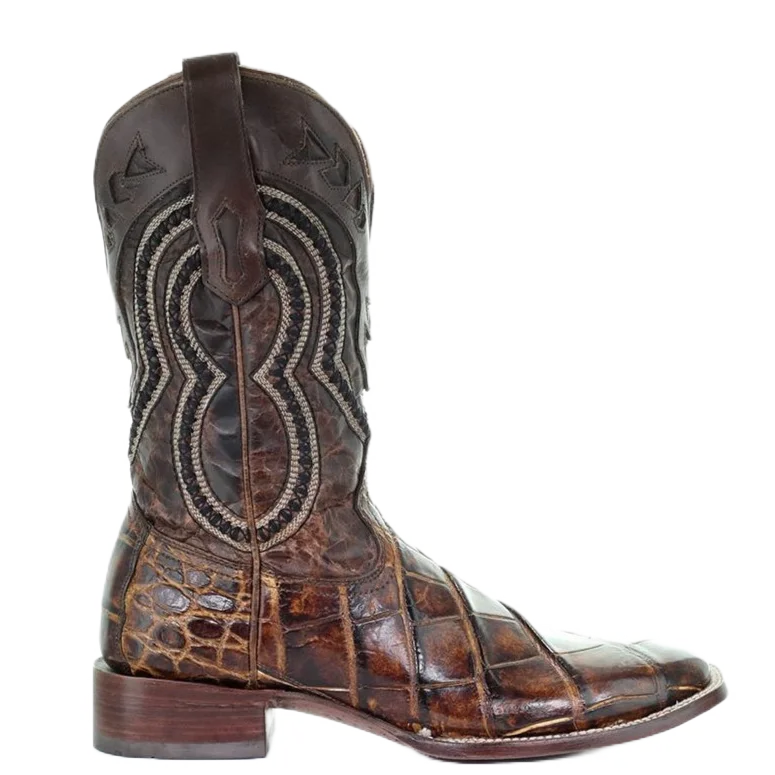 Corral Men's Brown Alligator Wide Square Toe Western Boots A3083