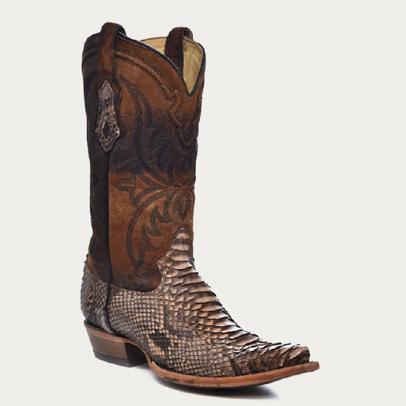 Corral Men's Embroidered Lamb Shaft Python Snip Toe Cowboy Boots