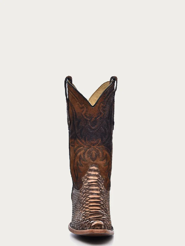 Corral Men's Embroidered Lamb Shaft Python Snip Toe Cowboy Boots