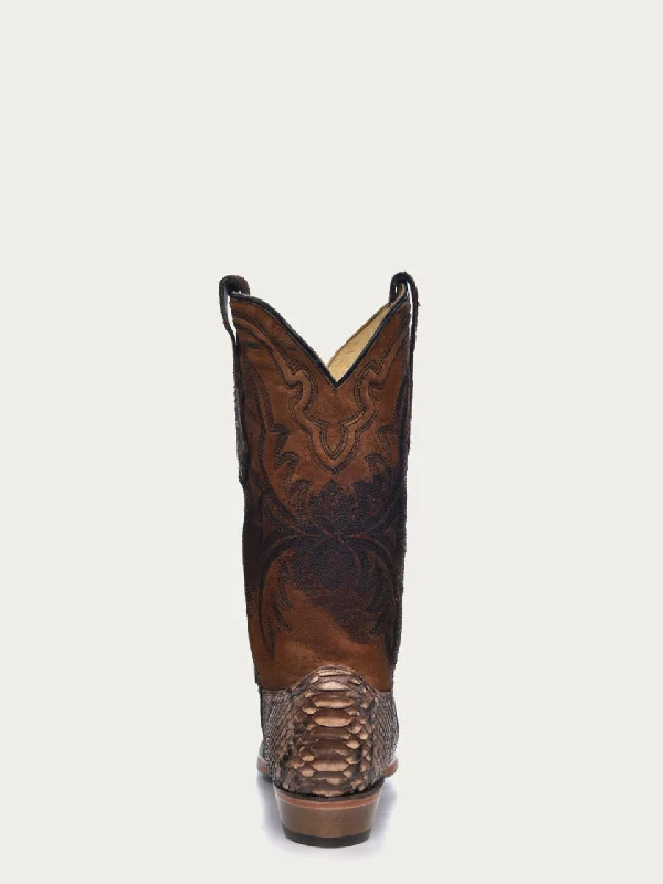 Corral Men's Embroidered Lamb Shaft Python Snip Toe Cowboy Boots