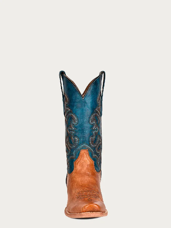 Corral Men's Navy Blue Embroidered Horseman Toe Cowboy Boots