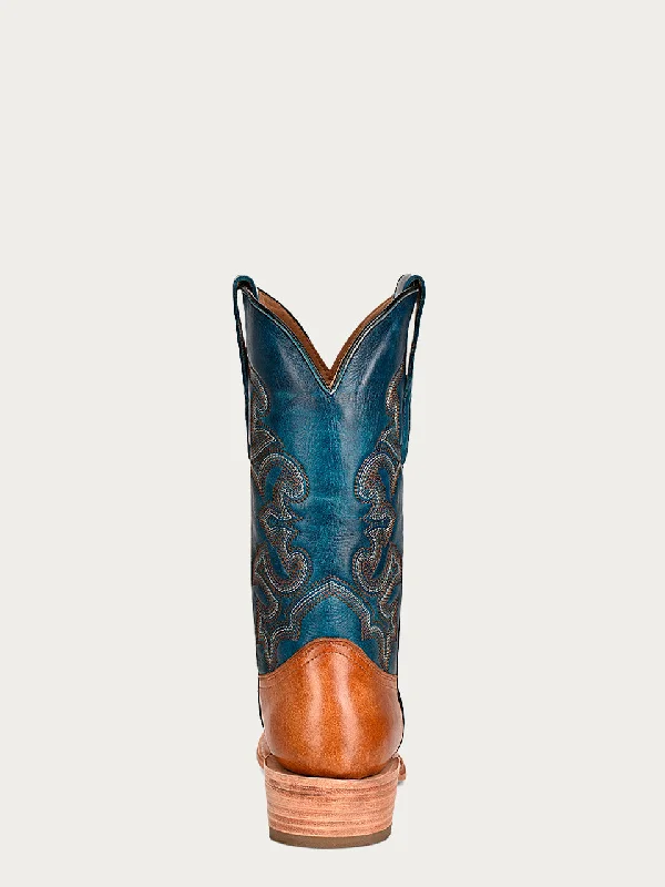 Corral Men's Navy Blue Embroidered Horseman Toe Cowboy Boots