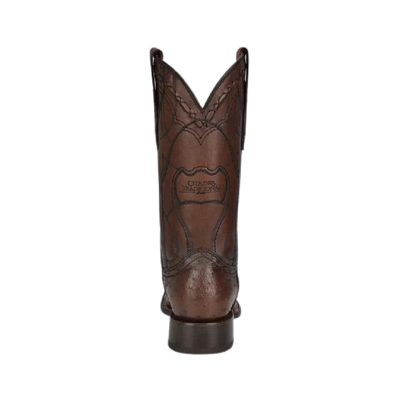 Cuadra Men's Brown Ostrich Laser & Embroidery Square Toe Boot