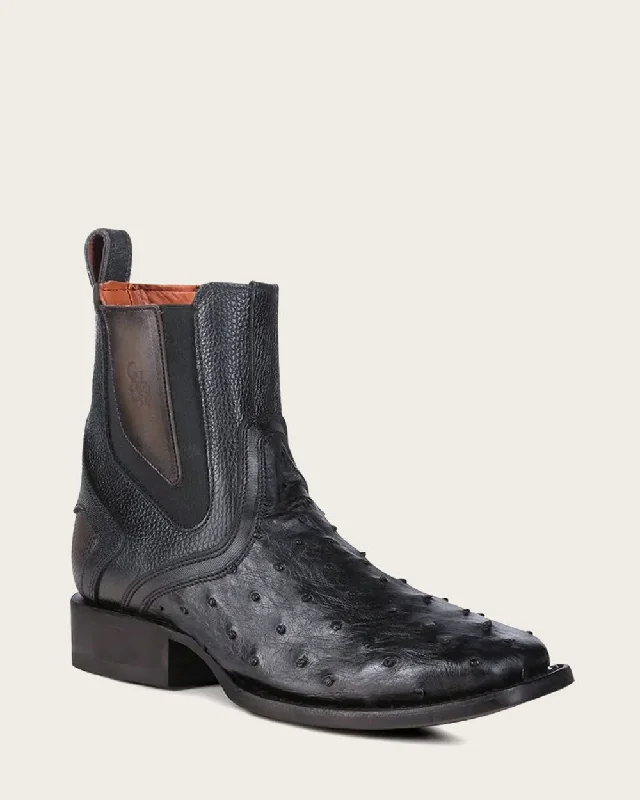 Black exotic leather urban boots