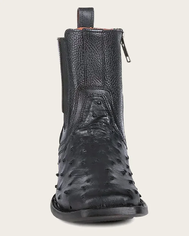 Black exotic leather urban boots