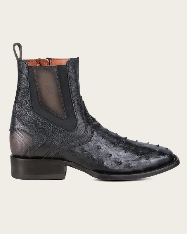 Black exotic leather urban boots