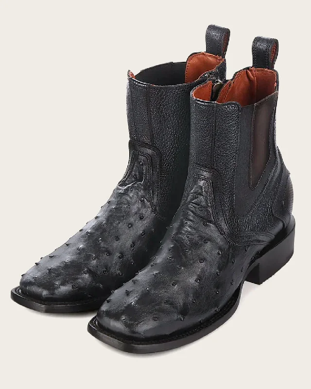 Black exotic leather urban boots