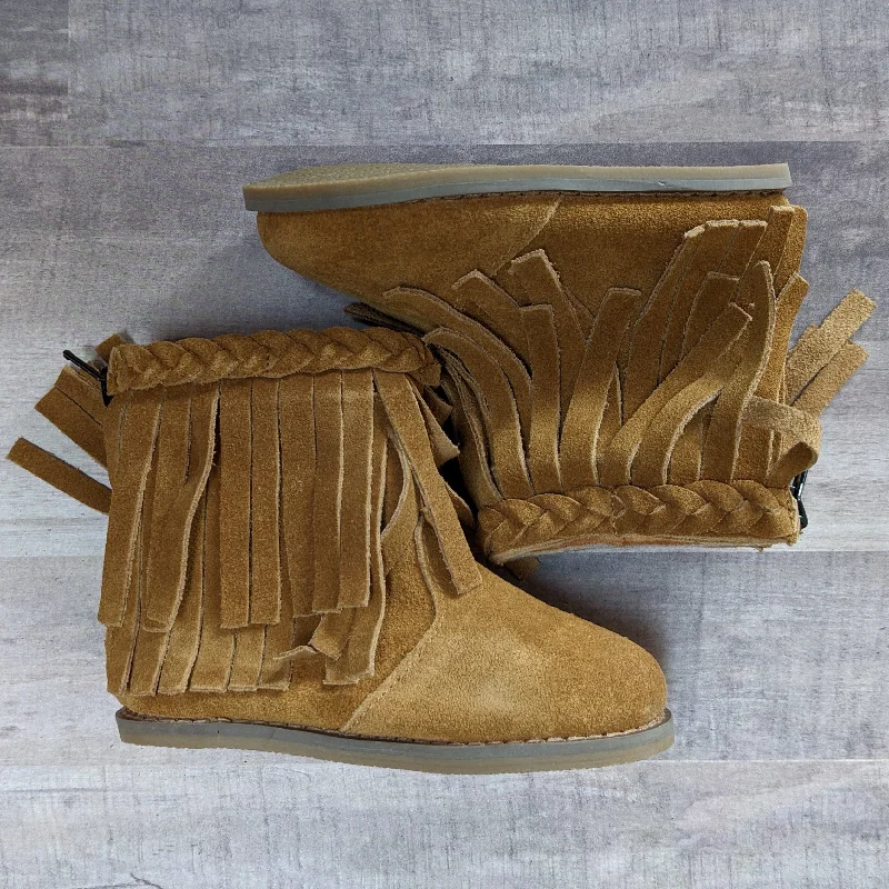 Braided Fringe Boots Tanny Brown