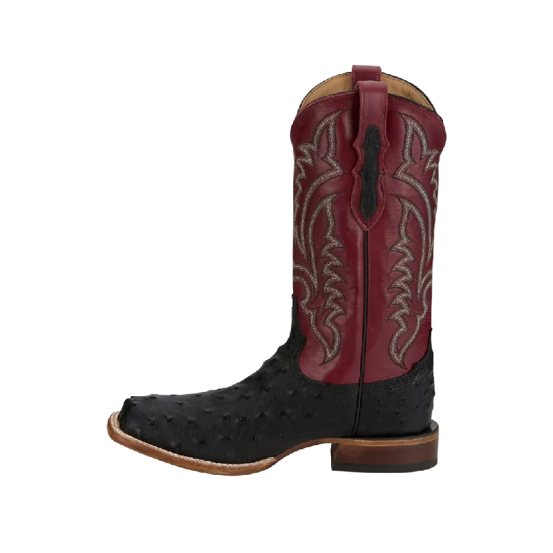 Tony Lama Men's Black Full Quill Ostrich Boot