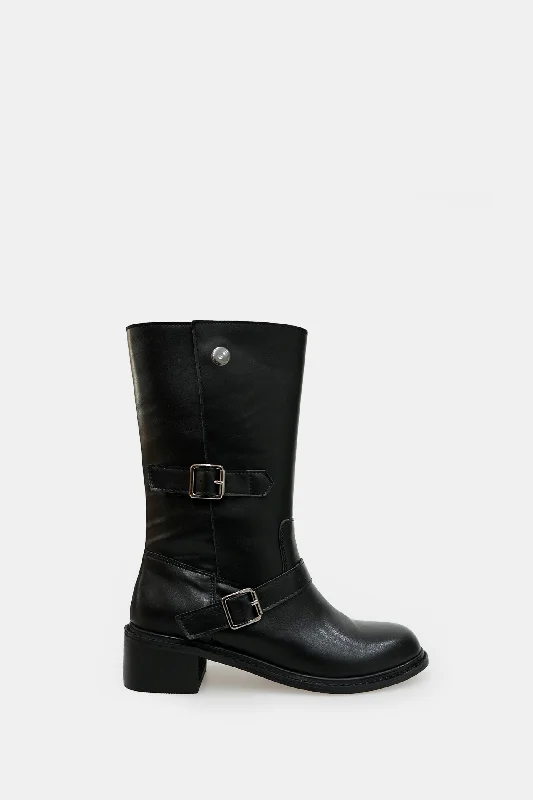 Fold Over Boots, Black