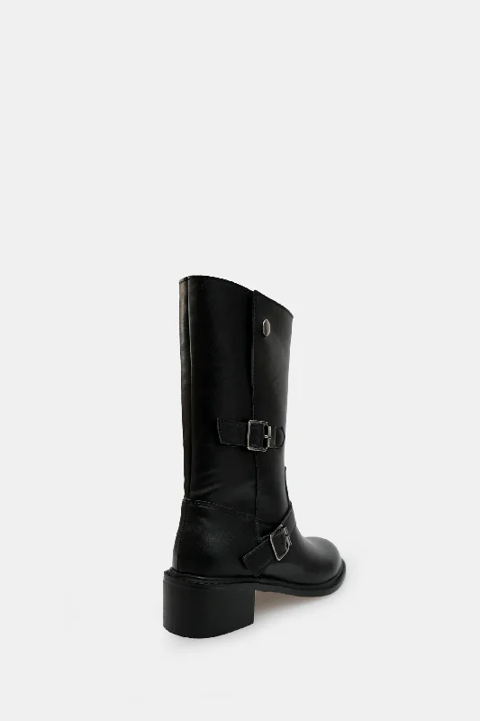 Fold Over Boots, Black