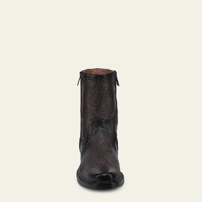 Dark brown deer leather boots with both side zipper