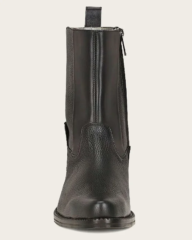 Dress boot hand-painted black deer leather