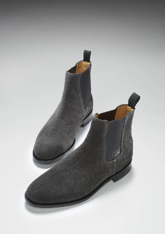 Grey Suede Chelsea Boots, Welted Leather Sole