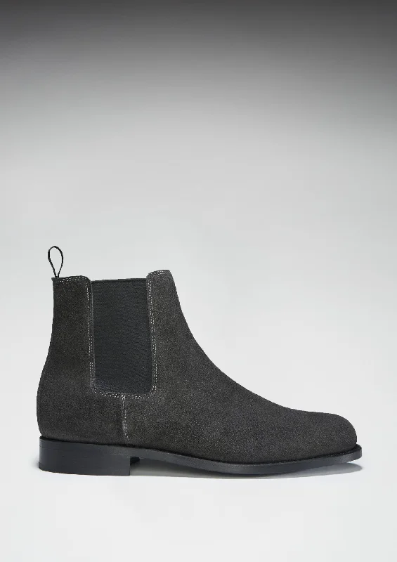 Grey Suede Chelsea Boots, Welted Leather Sole