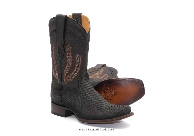 H58R6394 MEN DUBAI TOE BROWN PYTHON PRINT LEATHER BOOT