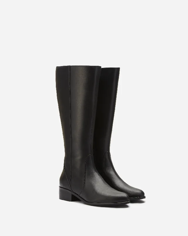 Haltham Standard Knee High Boots in Black Leather