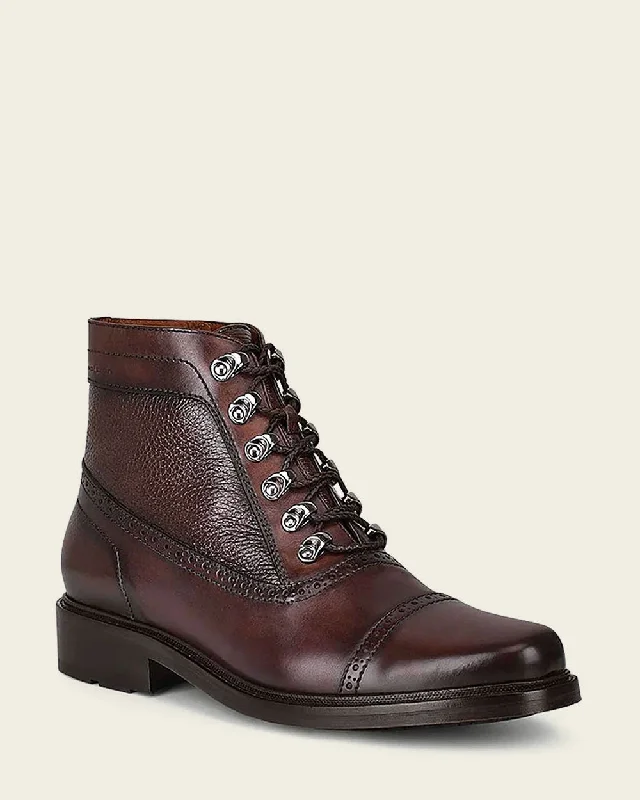 Hand-painted dark brown leather ankle boots by franco cuadra