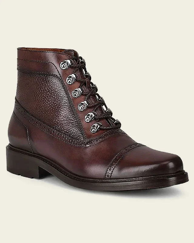 Hand-painted dark brown leather ankle boots by franco cuadra