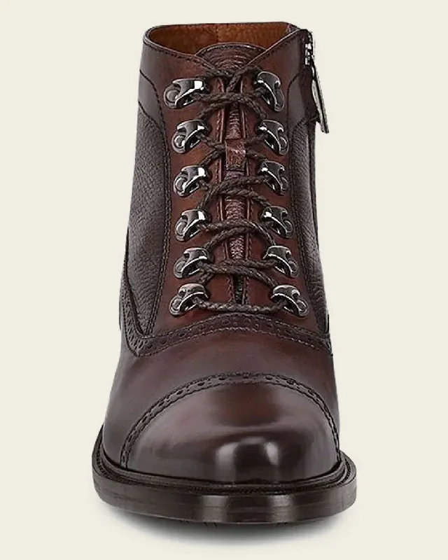 Hand-painted dark brown leather ankle boots by franco cuadra