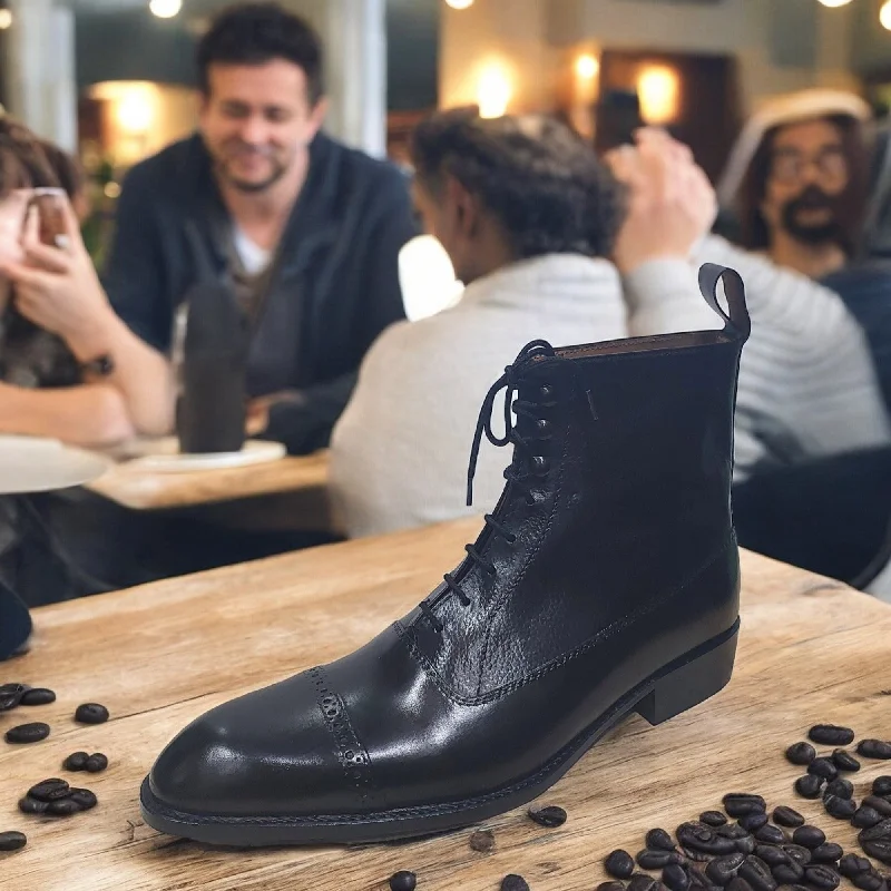 HANDMADE ANKLE BOOTS BLACK COLOR