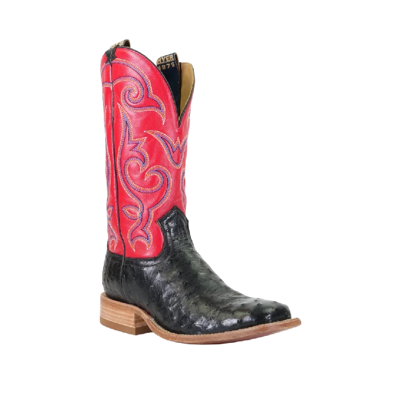 Hyer Men's Jetmore Full Quill Ostrich Red Cowboy Boots