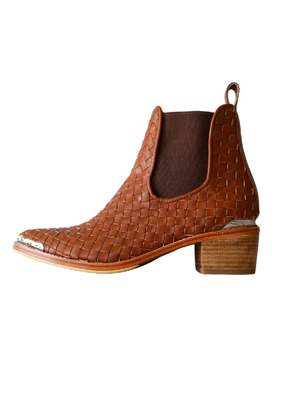 ISLA Woven Leather Western Boots - Summer Tan