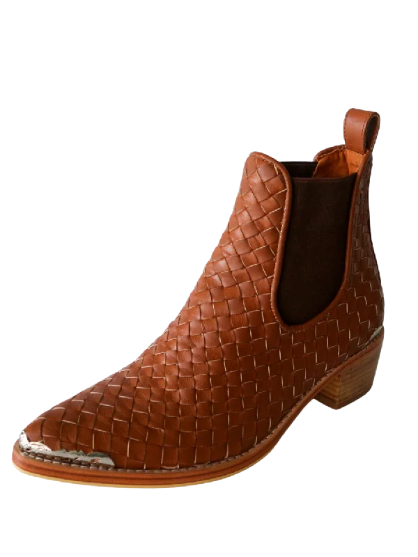 ISLA Woven Leather Western Boots - Summer Tan