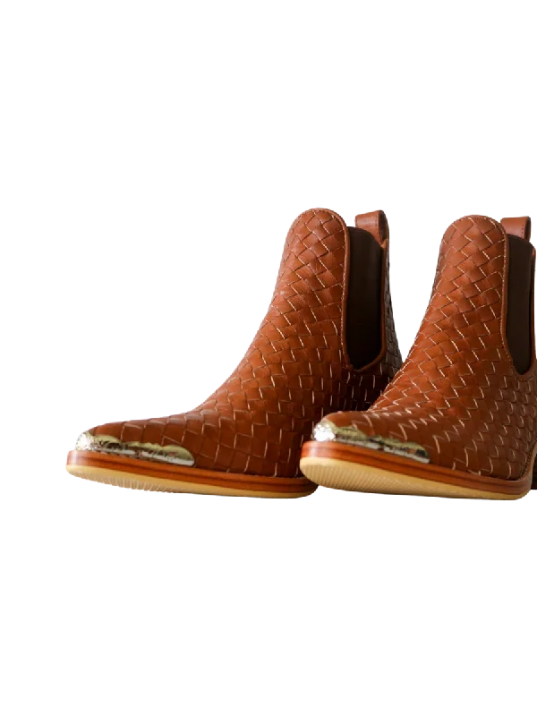 ISLA Woven Leather Western Boots - Summer Tan