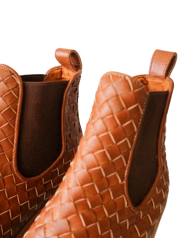 ISLA Woven Leather Western Boots - Summer Tan