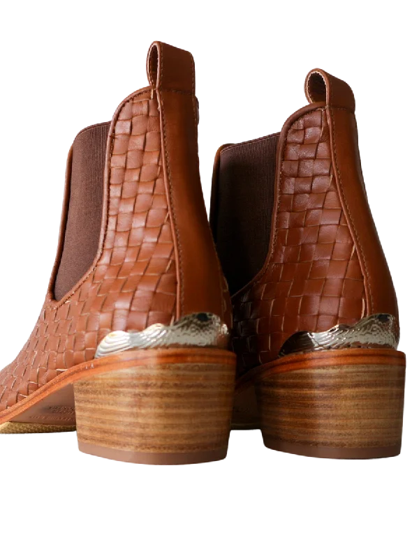 ISLA Woven Leather Western Boots - Summer Tan