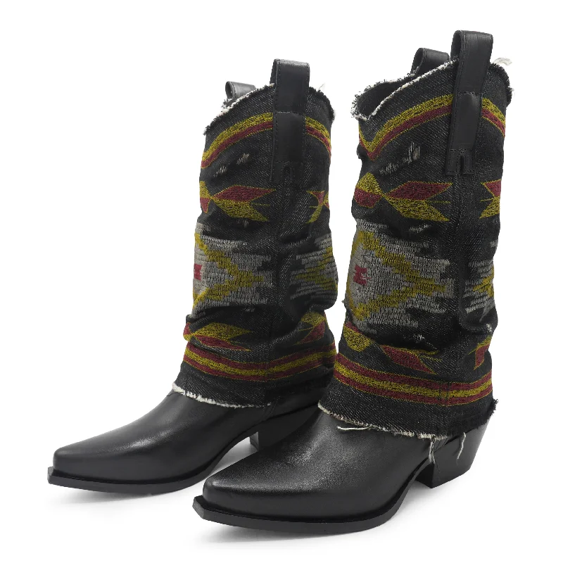 IZEL - Black /Denim Jeans Aztec Boot