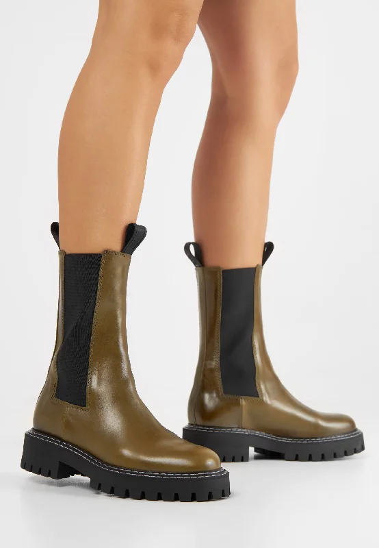 Angie Chelsea Olive Boots